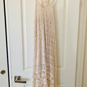 Crochet cream midi dress
